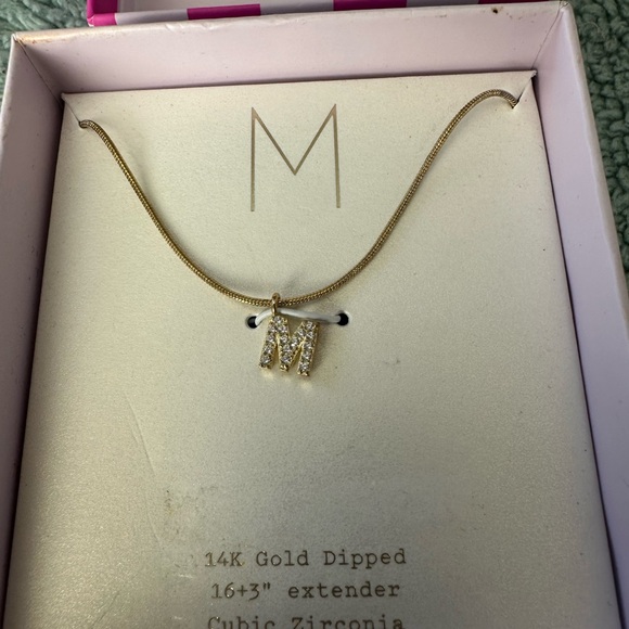 14K Cubic Zirconia 16+314K Gold Dipped M Necklace Cubic 16+3 - Picture 5 of 9
